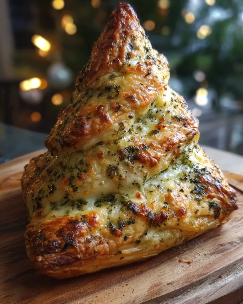 Basil Pesto Cheesy Puff Pastry Christmas Tree