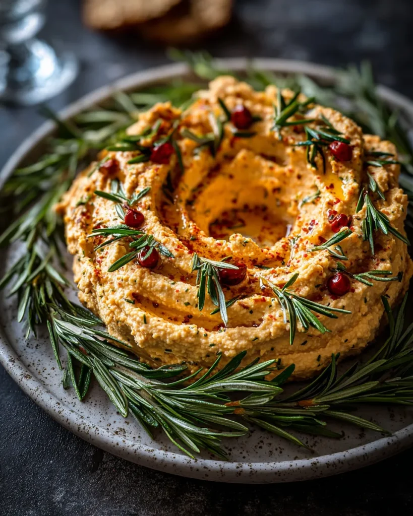 Christmas Hummus Wreath