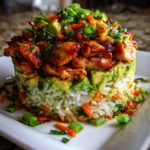 Honey Lime Chicken & Avocado Rice Stack
