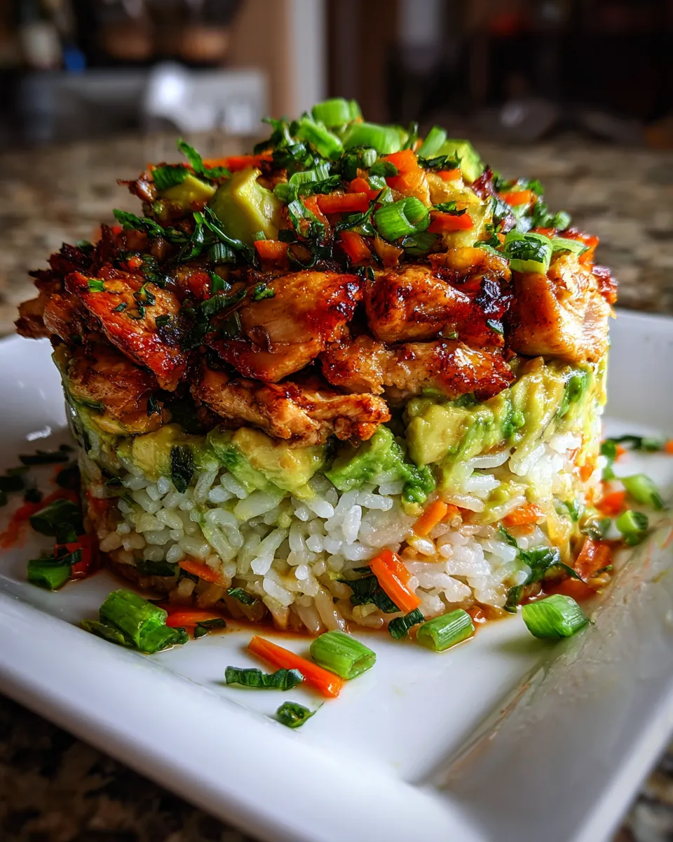 Honey Lime Chicken & Avocado Rice Stack