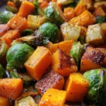Roasted Butternut Squash, Brussels Sprouts, and Sweet Potatoes