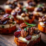 Sweet Potato Rounds with Brie, Cranberry & Pecans