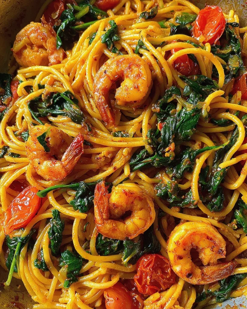 Tomato Spinach Shrimp Pasta Recipe